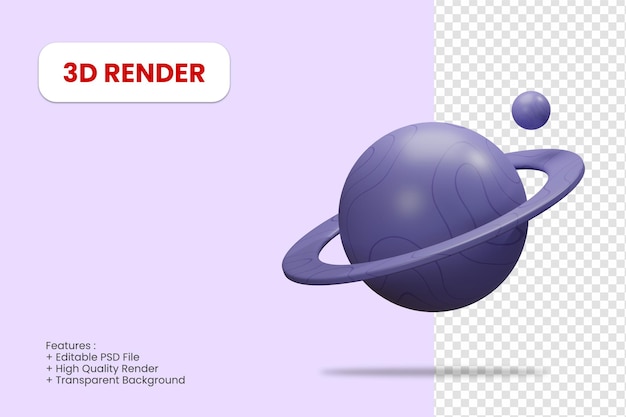 3d Renderowania Ikona Planety Saturn Na Białym Tle