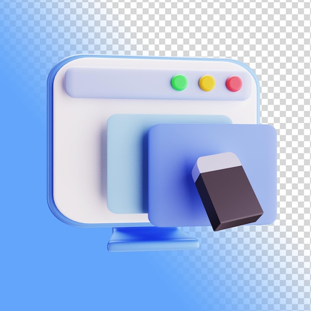 3d renderowania ilustracja ikona gumki narzędzia do projektowania koncepcji