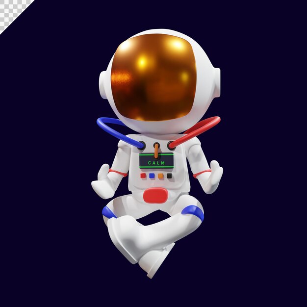 PSD 3d renderowania ilustracji medytacji astronautów