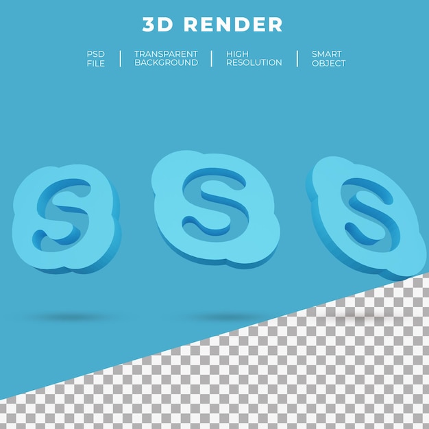 PSD 3d renderowania logo skype na białym tle