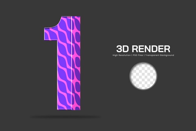 PSD 3d renderowania numer 1 na białym tle