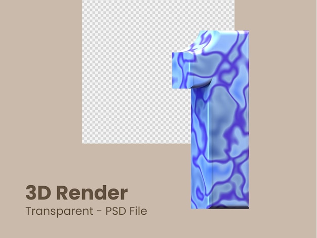 PSD 3d renderowania numer 1 na białym tle