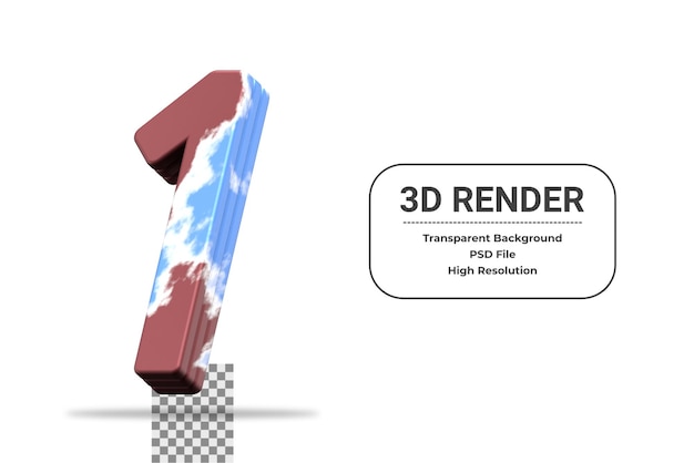 PSD 3d renderowania numer 1 na białym tle