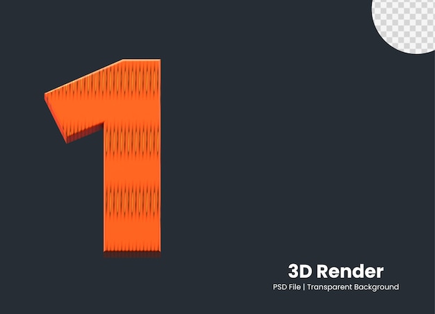 PSD 3d renderowania numer 1 na białym tle