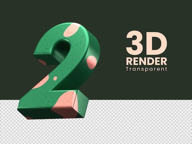 3d renderowania numer 2 na białym tle