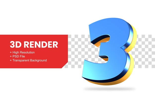 3d Renderowania Numer 3 Na Białym Tle