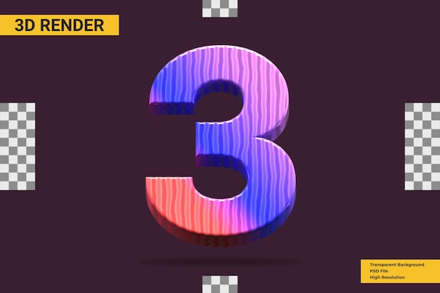 3d renderowania numer 3 na białym tle