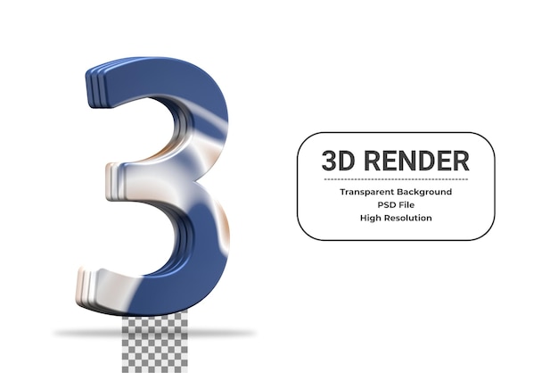 3d Renderowania Numer 3 Na Białym Tle