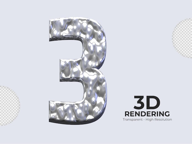 3d Renderowania Numer 3 Na Białym Tle