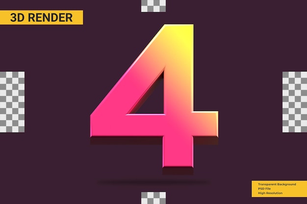 3d renderowania numer 4 na białym tle