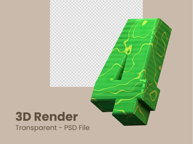 PSD 3d renderowania numer 4 na białym tle