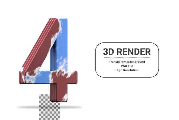 PSD 3d renderowania numer 4 na białym tle