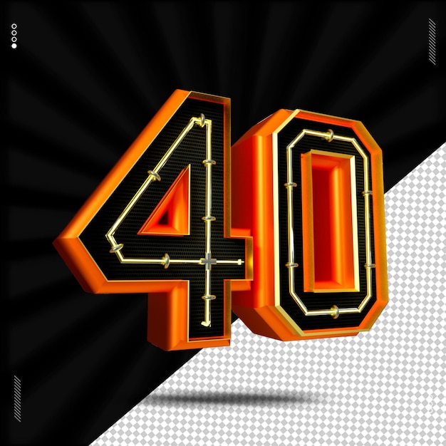 3d Renderowania Numer 40 Czcionka Neon