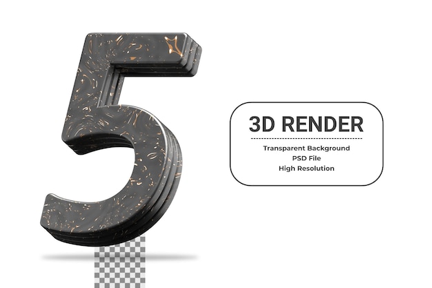 PSD 3d renderowania numer 5 na białym tle