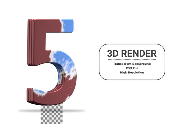 PSD 3d renderowania numer 5 na białym tle