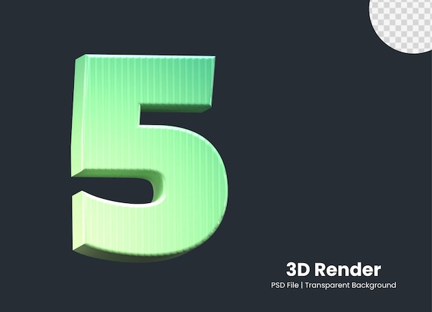 PSD 3d renderowania numer 5 na białym tle