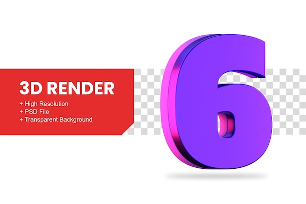 3d renderowania numer 6 na białym tle