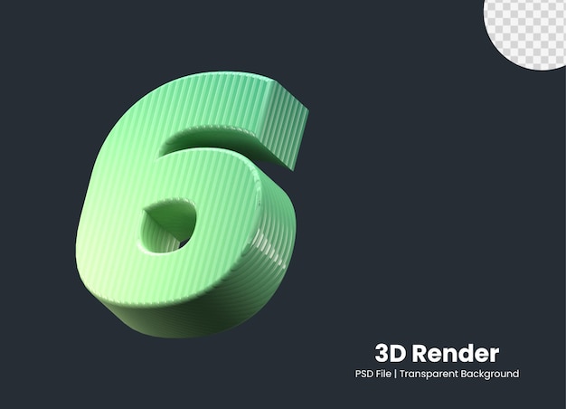 PSD 3d renderowania numer 6 na białym tle