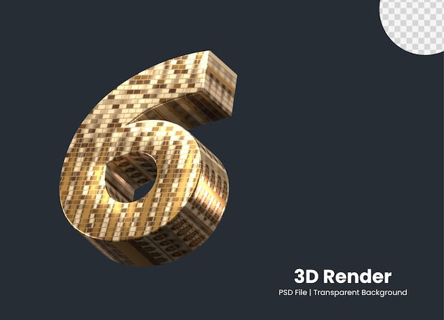 PSD 3d renderowania numer 6 na białym tle