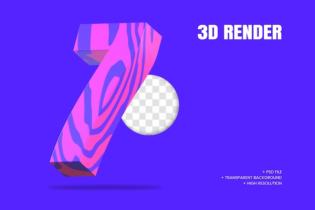 PSD 3d renderowania numer 7 na białym tle