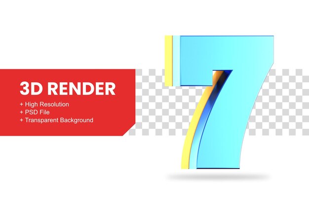 3d renderowania numer 7 na białym tle