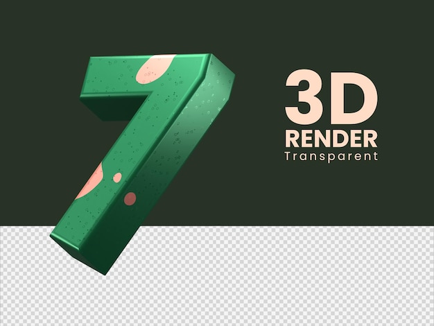3d renderowania numer 7 na białym tle