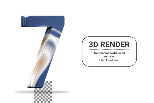 PSD 3d renderowania numer 7 na białym tle