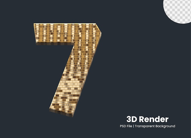 PSD 3d renderowania numer 7 na białym tle