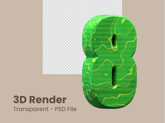 PSD 3d renderowania numer 8 na białym tle