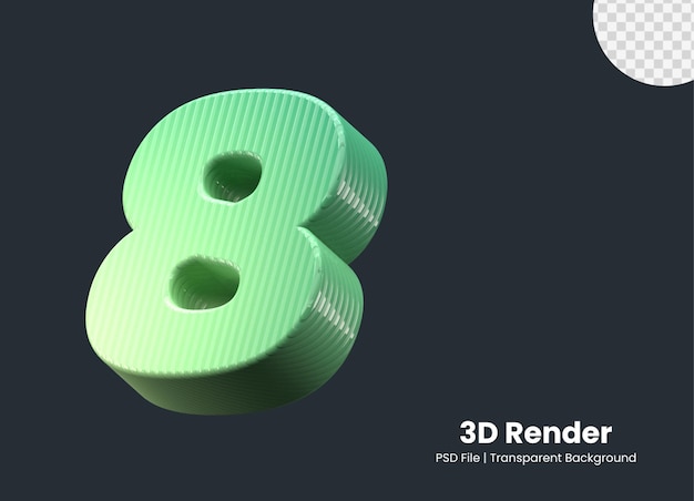 PSD 3d renderowania numer 8 na białym tle