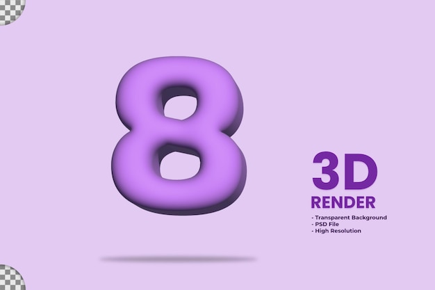 3d Renderowania Numer 8 Z Nadmuchanym Fioletowym Materiałem