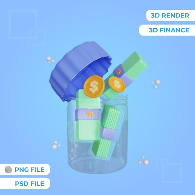 3d Renderowania Obiektu Oszczędzania Pieniędzy Izolowane Premium Psd