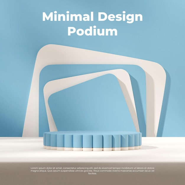 PSD 3d renderowania obrazu szablon sceny niebieski biały cylinder podium w kwadratowym prostokącie ułożonym tle