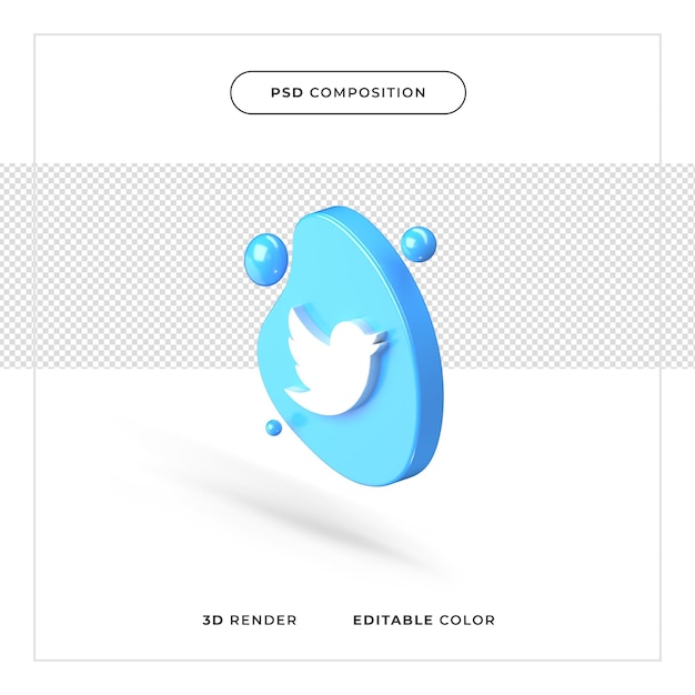 3d Renderowania Realistyczne Logo Twittera
