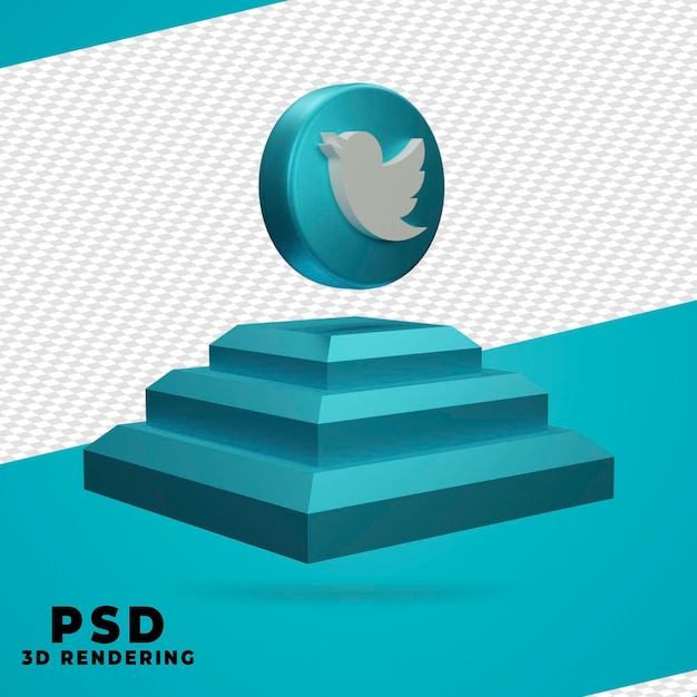 3d Renderowania Twitter Na Białym Tle