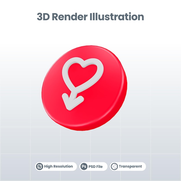 3D renderowania walentynek z ikoną kalendarza dla aplikacji mobilnej UI UX Web promocja w mediach społecznościowych