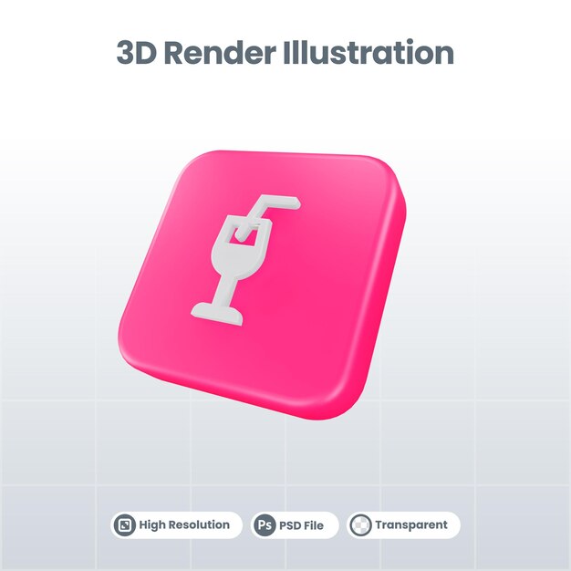 3D renderowania walentynek z ikoną serca dla aplikacji mobilnej UI UX Web promocja w mediach społecznościowych