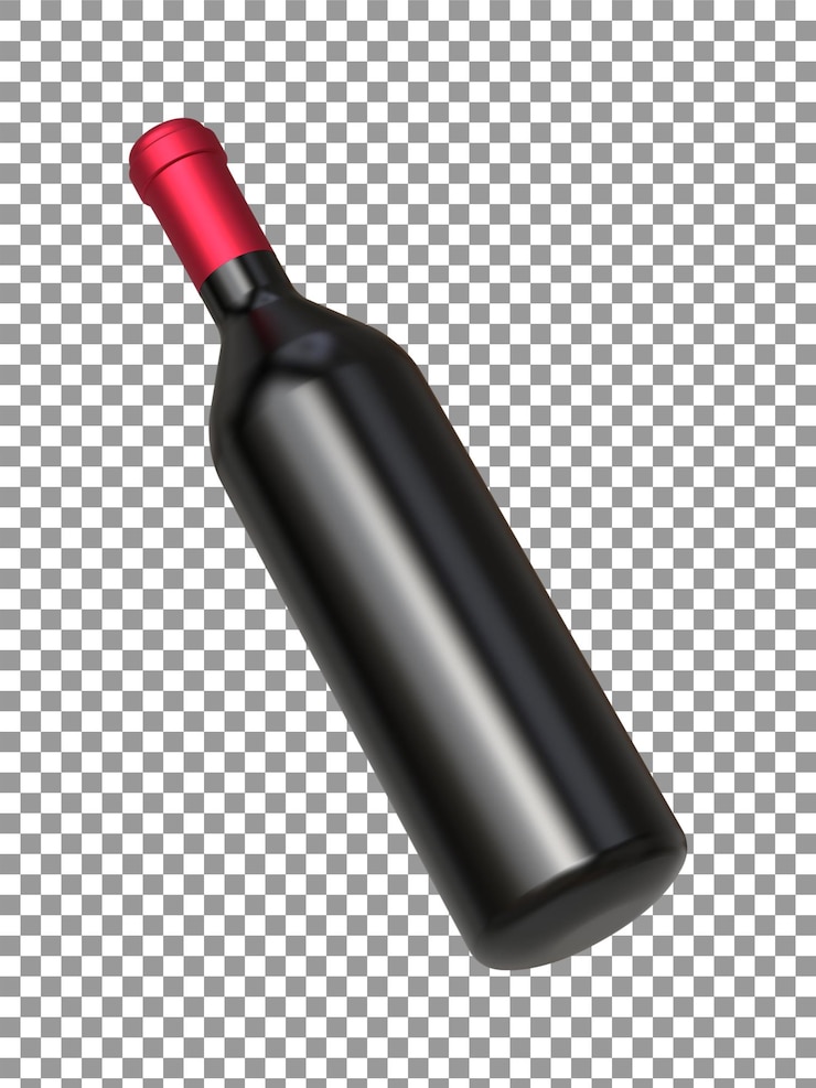 PSD 3d renderowanie butelki czerwonego wina dla makiety