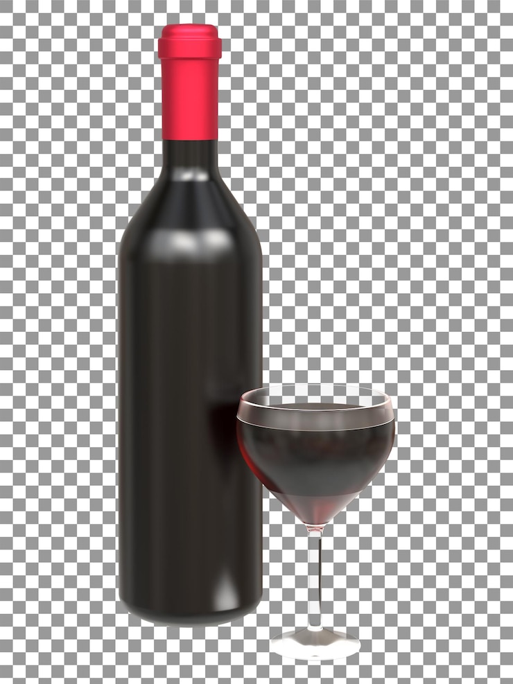 PSD 3d renderowanie butelki czerwonego wina dla makiety