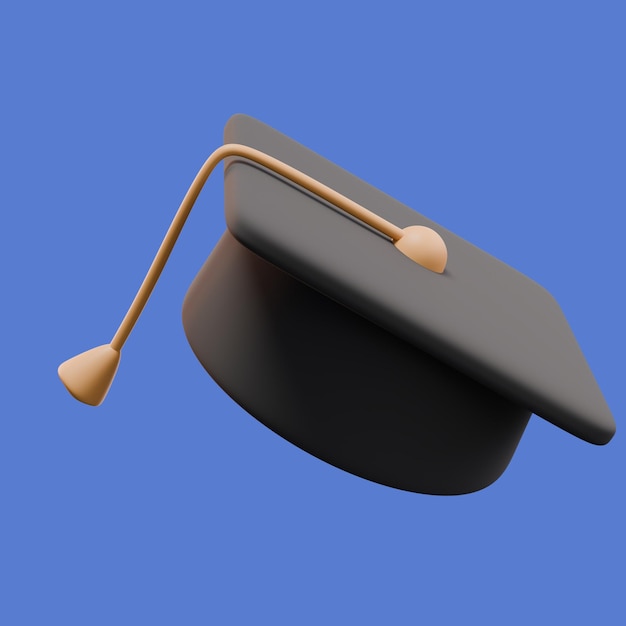 PSD 3d renderowanie czapki absolwentów uniwersytet lub uczelnia czarna czapka koncepcja ceremonii dyplomowej koncepcja studiów