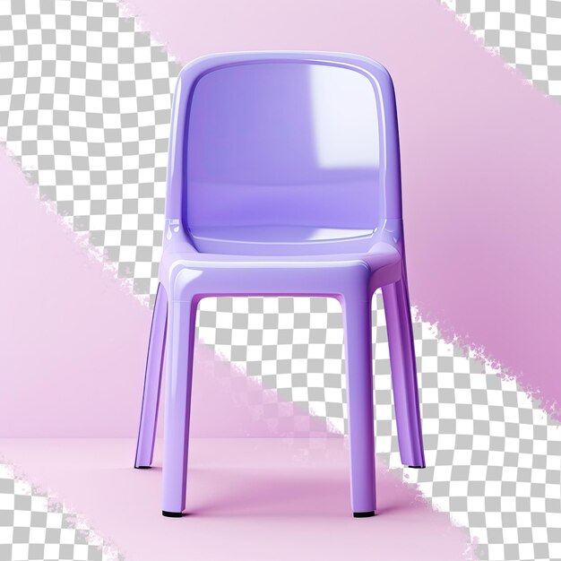 PSD 3d renderowanie fioletowego plastikowego krzesła z nowoczesnym projektem na przezroczystym tle obejmuje ścieżkę wycinania