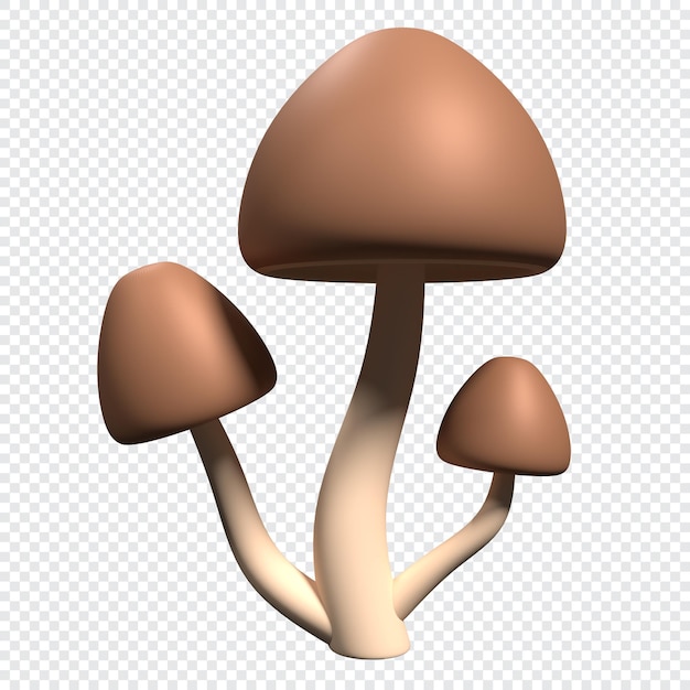 3D renderowanie grzybów 3D jesień grzybów grzybów żywność ikona gospodarstwa rolnego i rolnictwa ikona