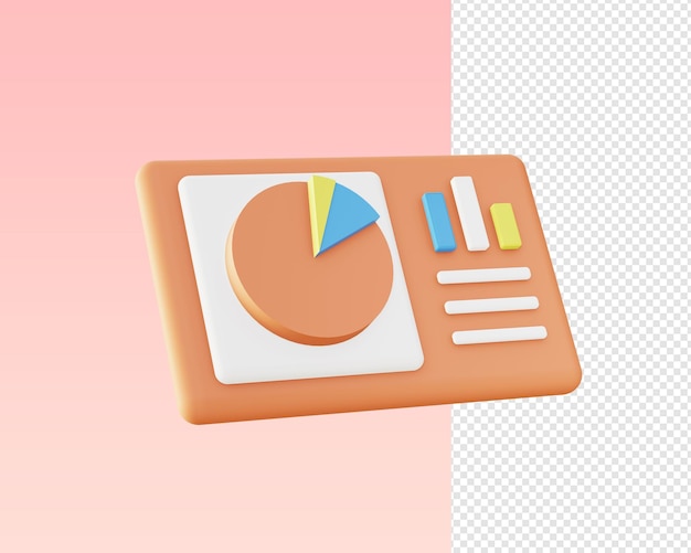 3d renderowanie ikon ilustracji pomarańczowego wykresu kołowego dla UI UX webowych aplikacji mobilnych projektów reklam w mediach społecznościowych