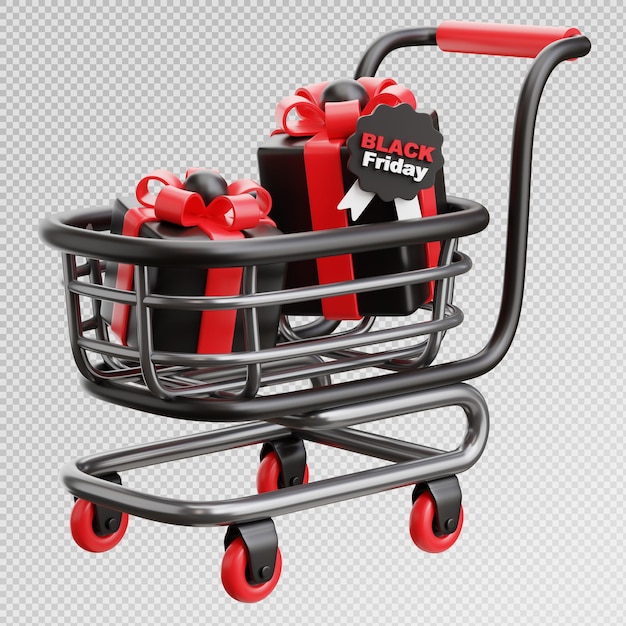 3D renderowanie ikony czarnego piątku z banerem promocyjnym