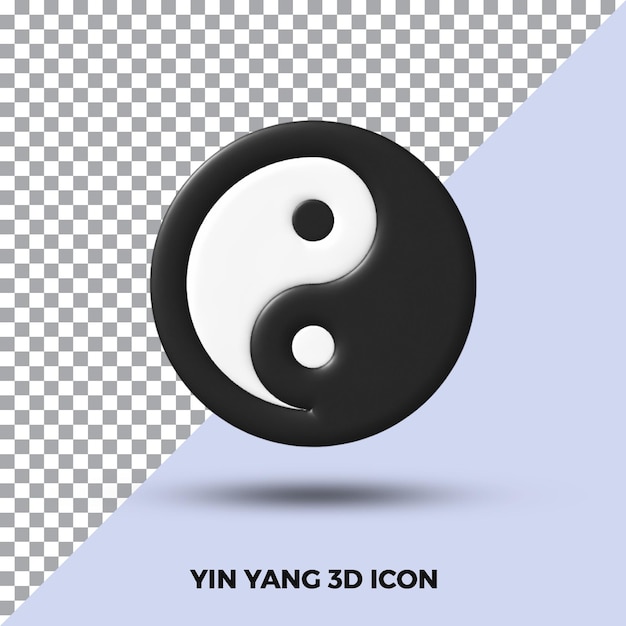 3d Renderowanie Ikony Symbolu Yin Yang Na Białym Tle