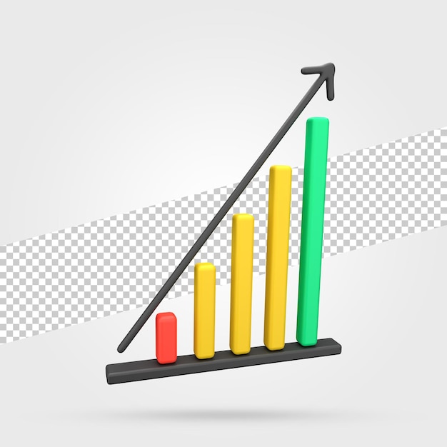 PSD 3d renderowanie ikony wykresu wzrostu biznesu