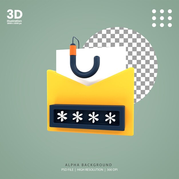 3d Renderowanie Ilustracji Phishingu E-mail