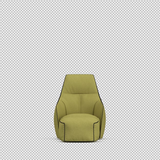 3d renderowanie izometrycznego krzesła