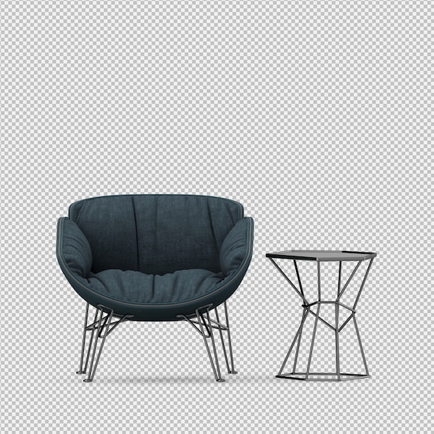 3d renderowanie izometrycznego krzesła