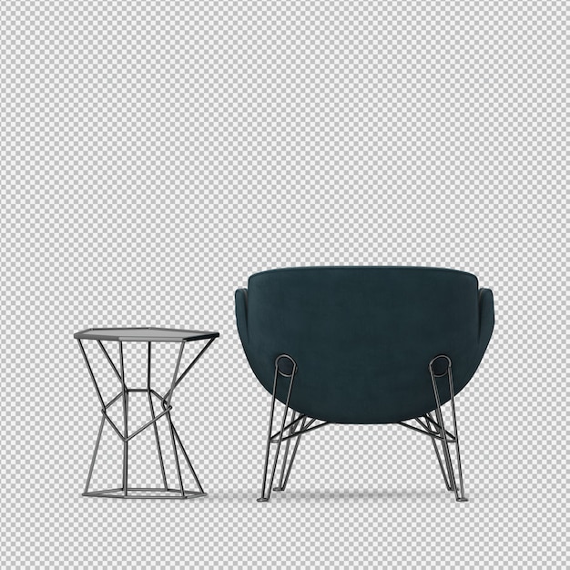 3d renderowanie izometrycznego krzesła